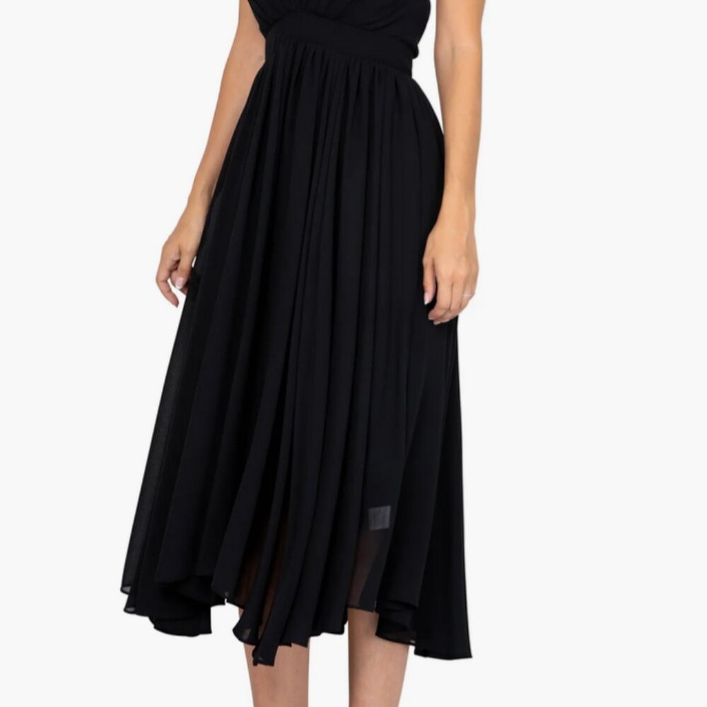 Meghan LA black chiffon midi cocktail dress Sz 10 - Picture 6 of 7